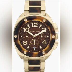 Michael Kors Gold and Tortoise Chronograph Watch